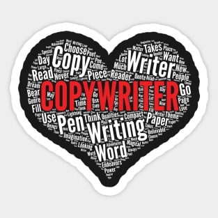 Copywriter Heart Shape Word Cloud Design for Copy Writer graphic Sticker